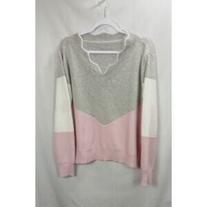 Ultra Soft & Feminine V-neck Sweater in Soft Colors/Delicate/Dreamy/Size XL
